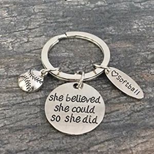 Softball Keychain , Girls Softball Jewelry